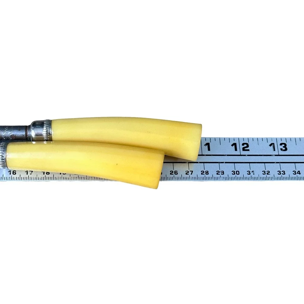Vintage Stainless Steel Carving Fork and Sharpening Steel Set Yellow Handles